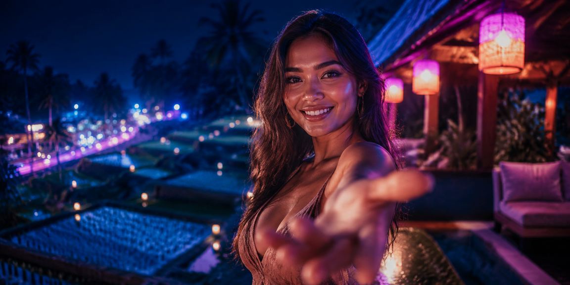 Dealer live casino dengan pencahayaan neon